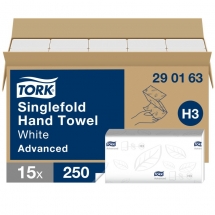Tork Adv Singlefold Handtowels H3 White 3750 290163
