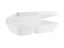 VW B002 Bagasse Clamshell 2 Compartment 9x6 (200)