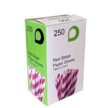 Dispo Red Stripe Paper Straws 195mmx6mm (20x250)
