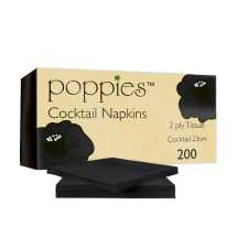 Poppies Black Cocktail Napkin 24x24cm 2ply (4000) Poppies Black Cocktail Napkin 24x24cm 2ply (4000)