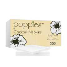 Poppies White Cocktail Napkin 24x24cm 2ply (4000) Poppies White Cocktail Napkin 24x24cm 2ply (4000)