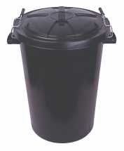 Dustbin Black Plastic 90L (Complete)