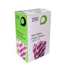 Dispo Red Stripe Paper Straws 195mmx6mm (20x250)