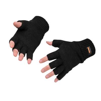 Portwest Insulated Fingerless Knit Glove Black GL14 (Pair)