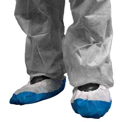 Overshoes Deluxe Non Woven White Blue Sole DF02(800)